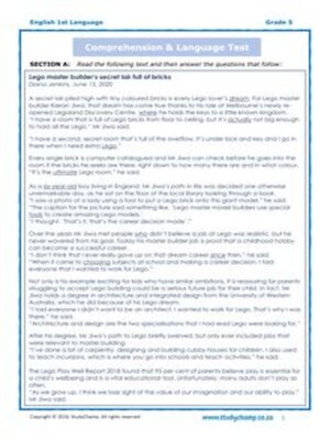 cover image of Grade 5 English: Comprehension - Lego
